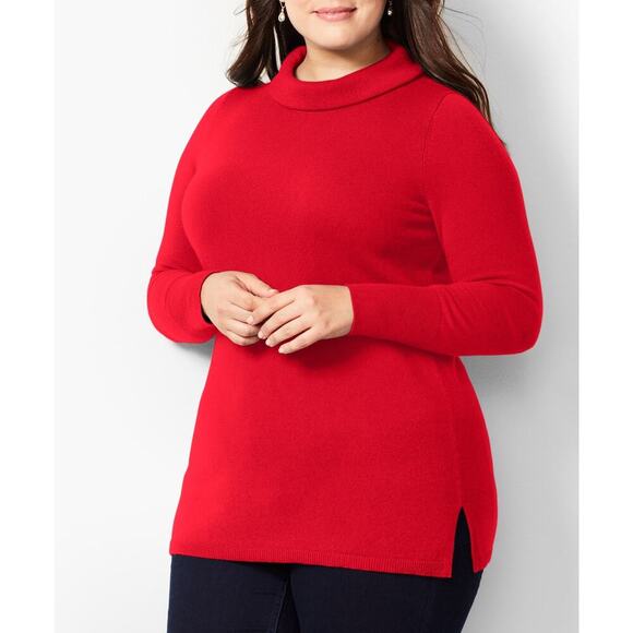 Talbots Red Tunic Sweater Size 2X Mock Turtleneck - Picture 1 of 8